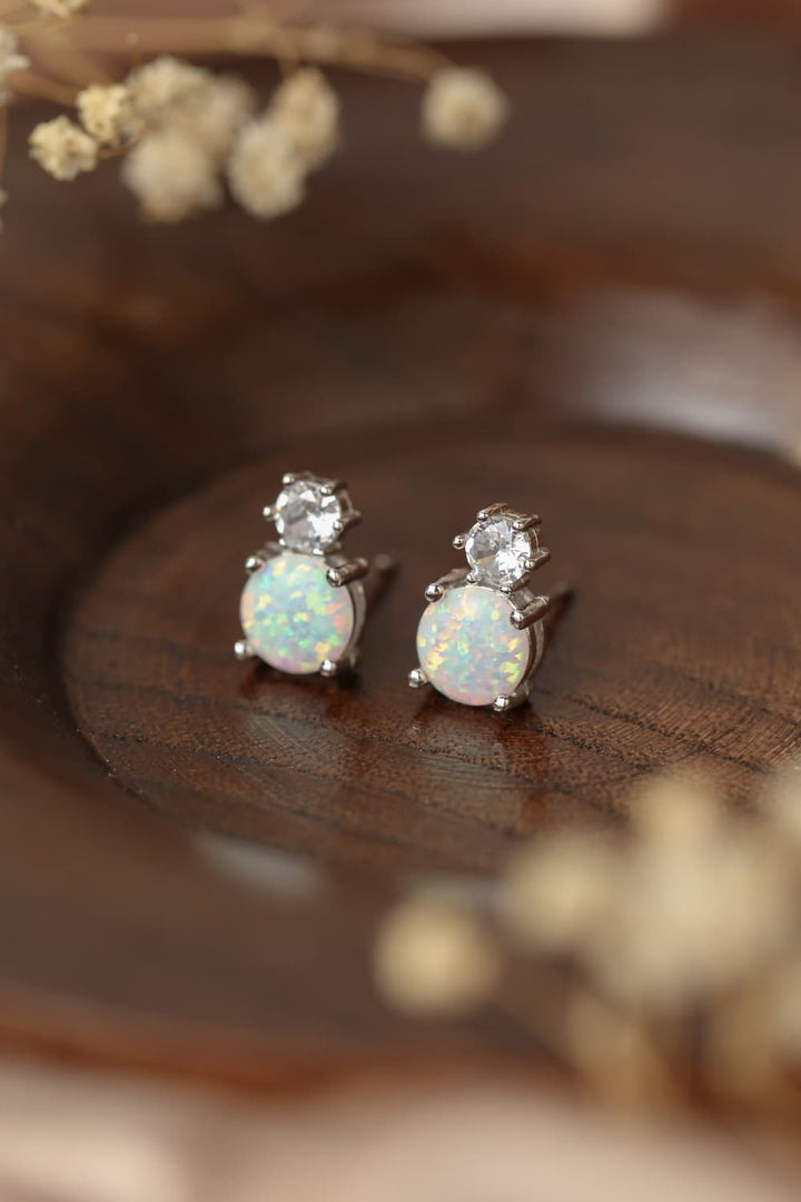 4-Prong Opal Stud Earrings - Earrings - FITGGINS