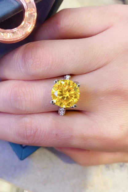 5 Carat Moissanite 925 Sterling Silver Ring in Banana Yellow - Rings - FITGGINS