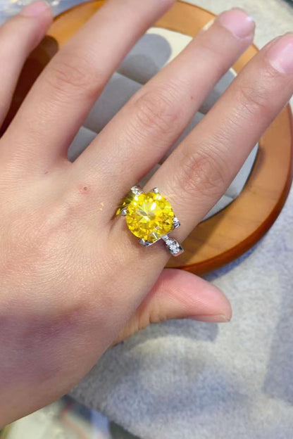 5 Carat Moissanite 925 Sterling Silver Ring in Banana Yellow - Rings - FITGGINS