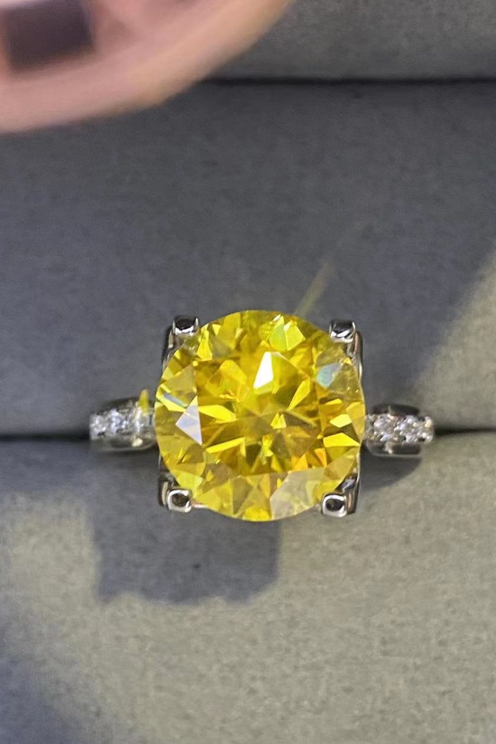 5 Carat Moissanite 925 Sterling Silver Ring in Banana Yellow - Rings - FITGGINS