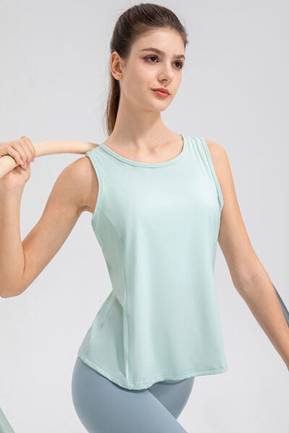 Wide Strap Round Neck Active Tank - Crop Tops & Tank Tops - FITGGINS