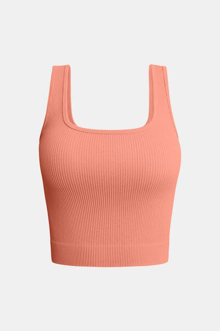 Square Neck Wide Strap Active Tank - Crop Tops & Tank Tops - FITGGINS