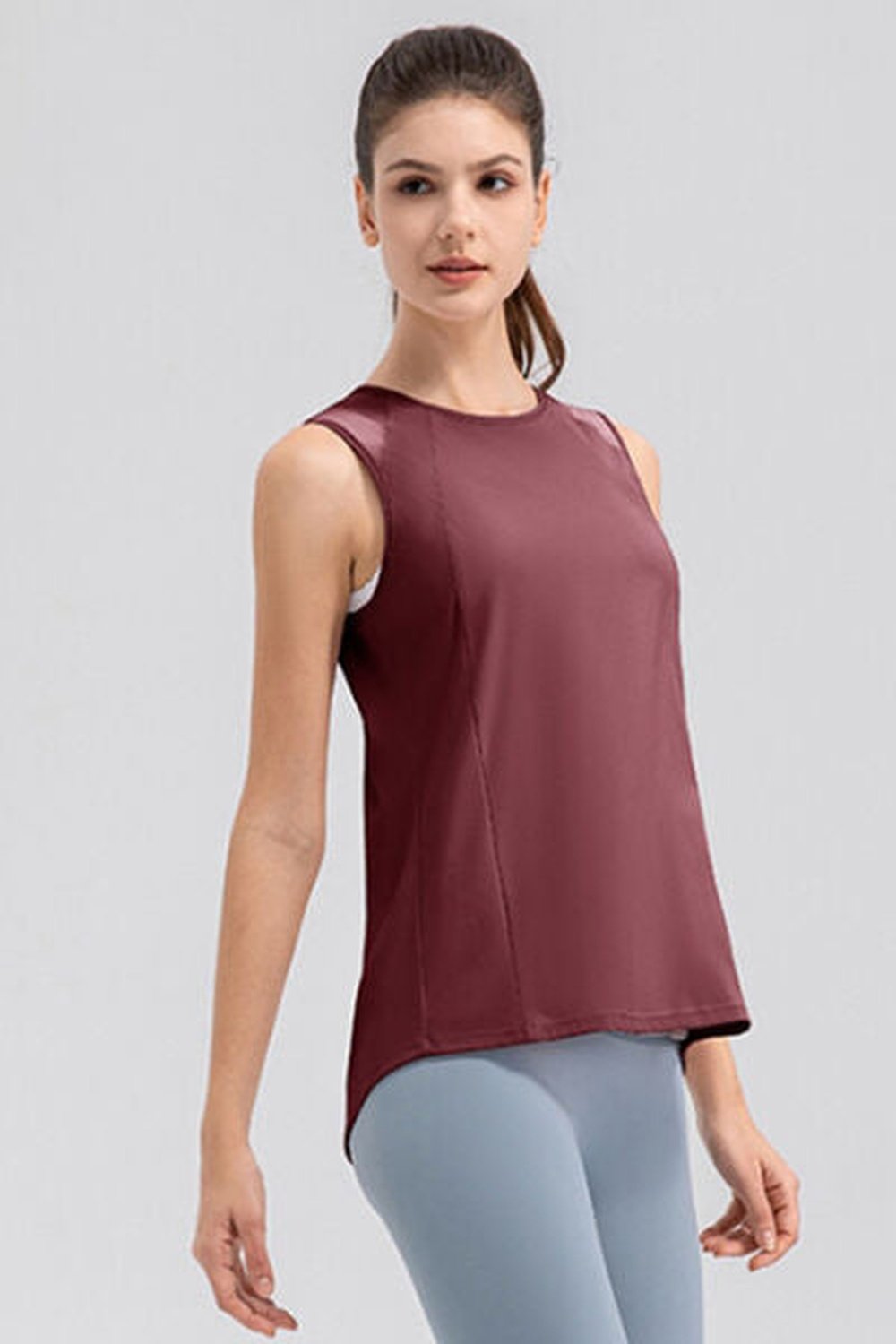 Round Neck Wide strap Active Tank - Crop Tops & Tank Tops - FITGGINS