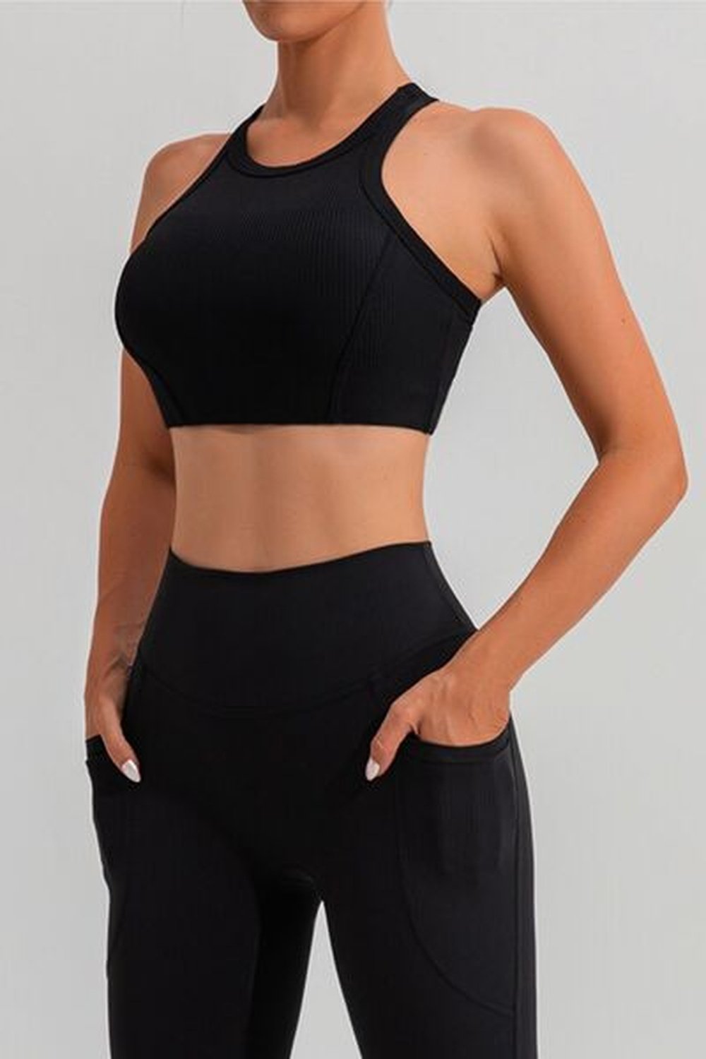 Round Neck Racerback Active Tank - Crop Tops & Tank Tops - FITGGINS