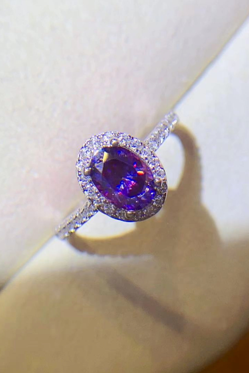 925 Sterling Silver 1 Carat Purple Moissanite Ring - Rings - FITGGINS