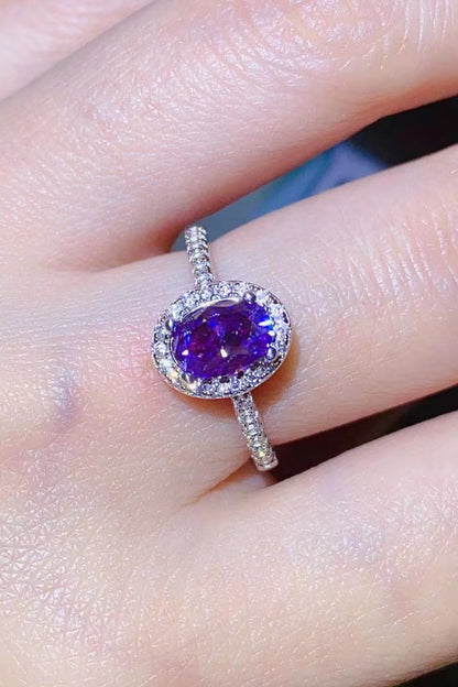 925 Sterling Silver 1 Carat Purple Moissanite Ring - Rings - FITGGINS