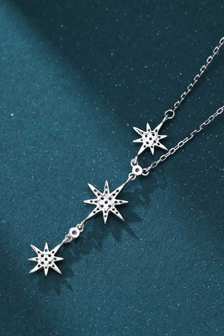 925 Sterling Silver 3 Star Drop Pendant Necklace - Necklaces - FITGGINS