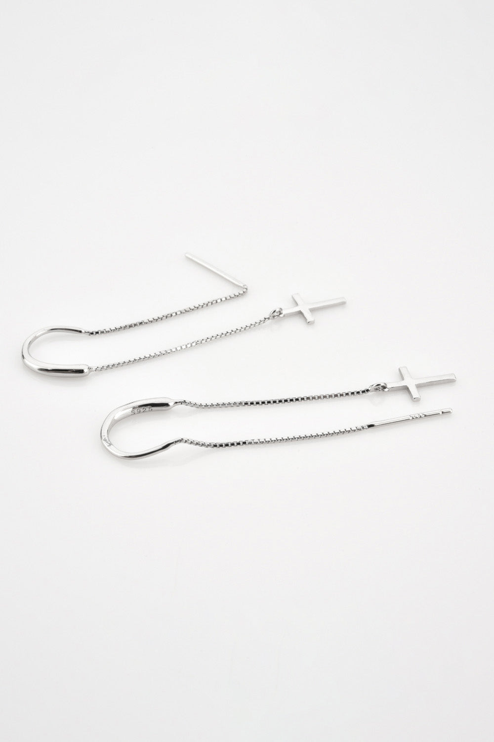 925 Sterling Silver Cross Threader Earrings - Earrings - FITGGINS