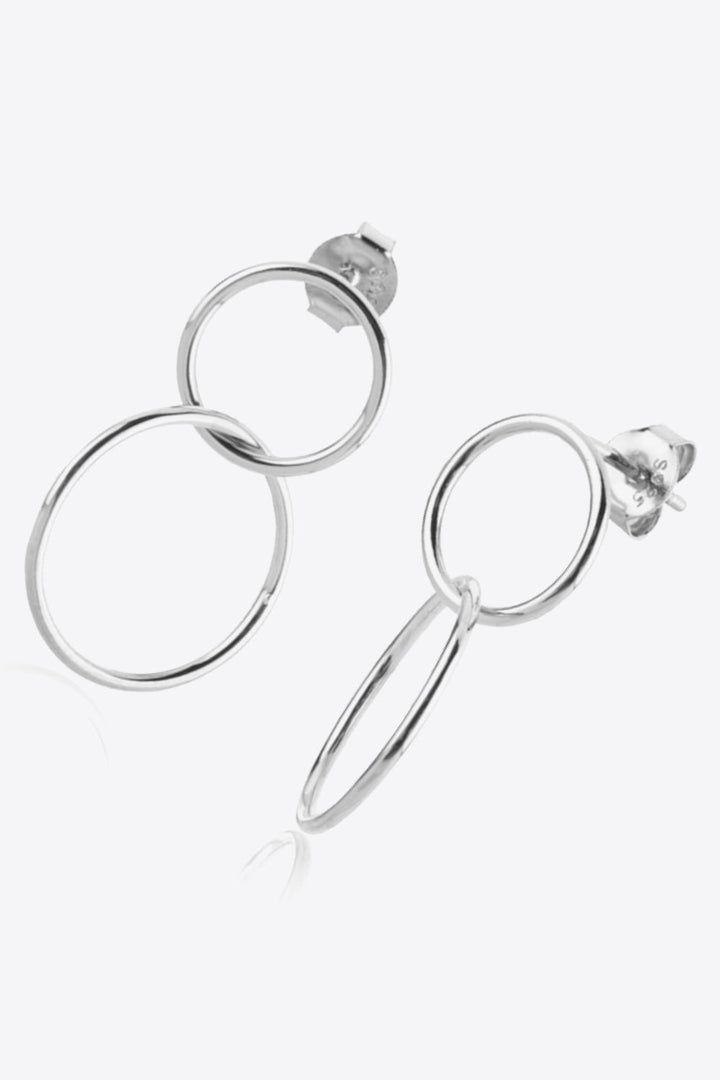 925 Sterling Silver Double Hoop Drop Earrings - Earrings - FITGGINS