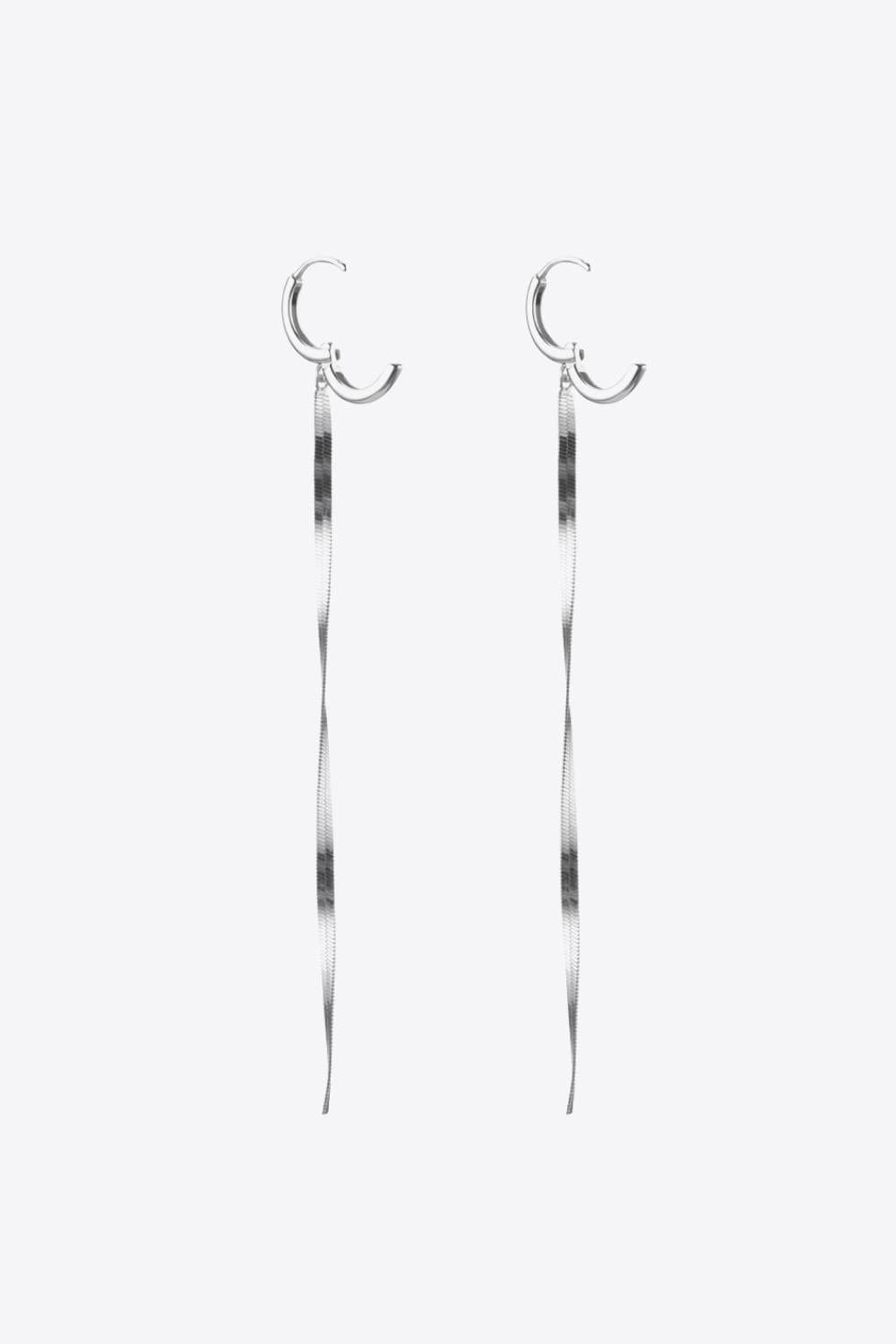 925 Sterling Silver Long Snake Chain Earrings - Earrings - FITGGINS