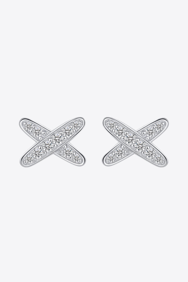 925 Sterling Silver X-Shape Moissanite Earrings - Earrings - FITGGINS