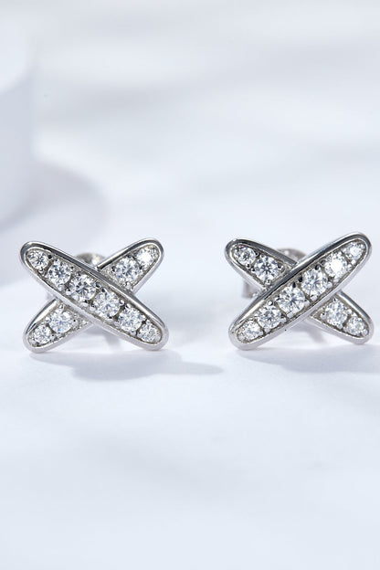 925 Sterling Silver X-Shape Moissanite Earrings - Earrings - FITGGINS