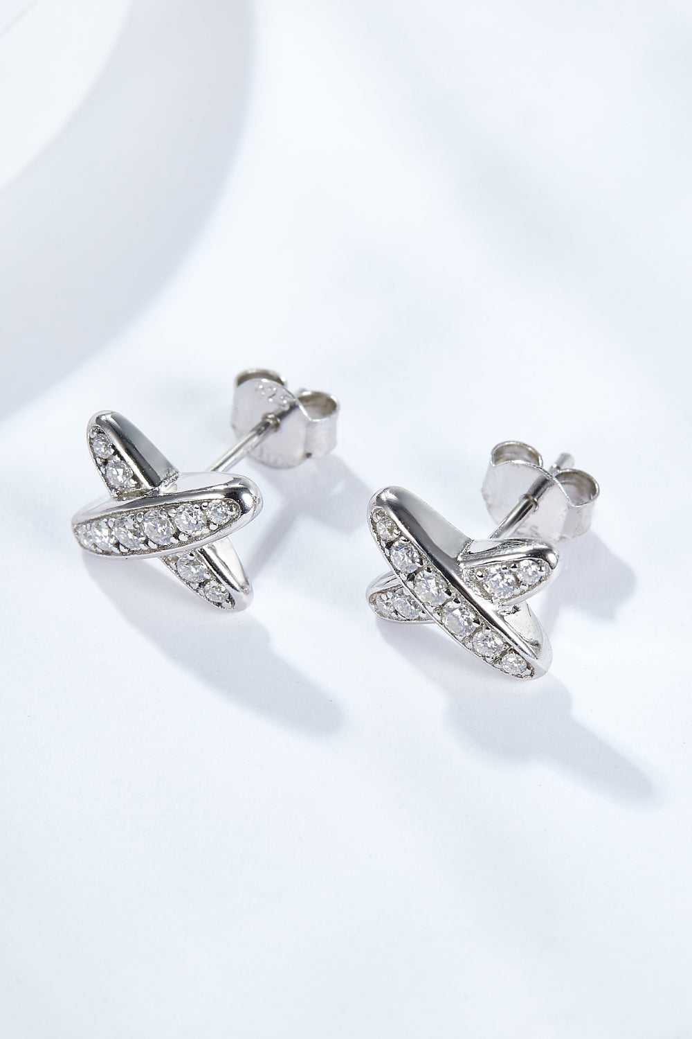 925 Sterling Silver X-Shape Moissanite Earrings - Earrings - FITGGINS