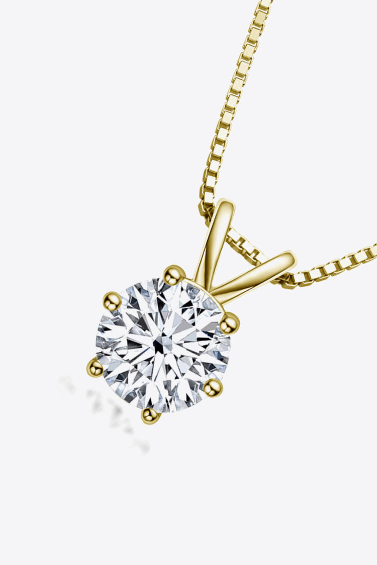925 Sterling Silver 1 Carat Moissanite Pendant Necklace - Necklaces - FITGGINS