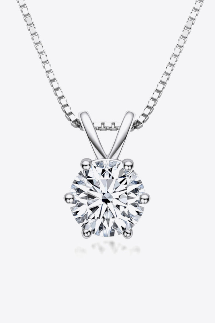 925 Sterling Silver 1 Carat Moissanite Pendant Necklace - Necklaces - FITGGINS