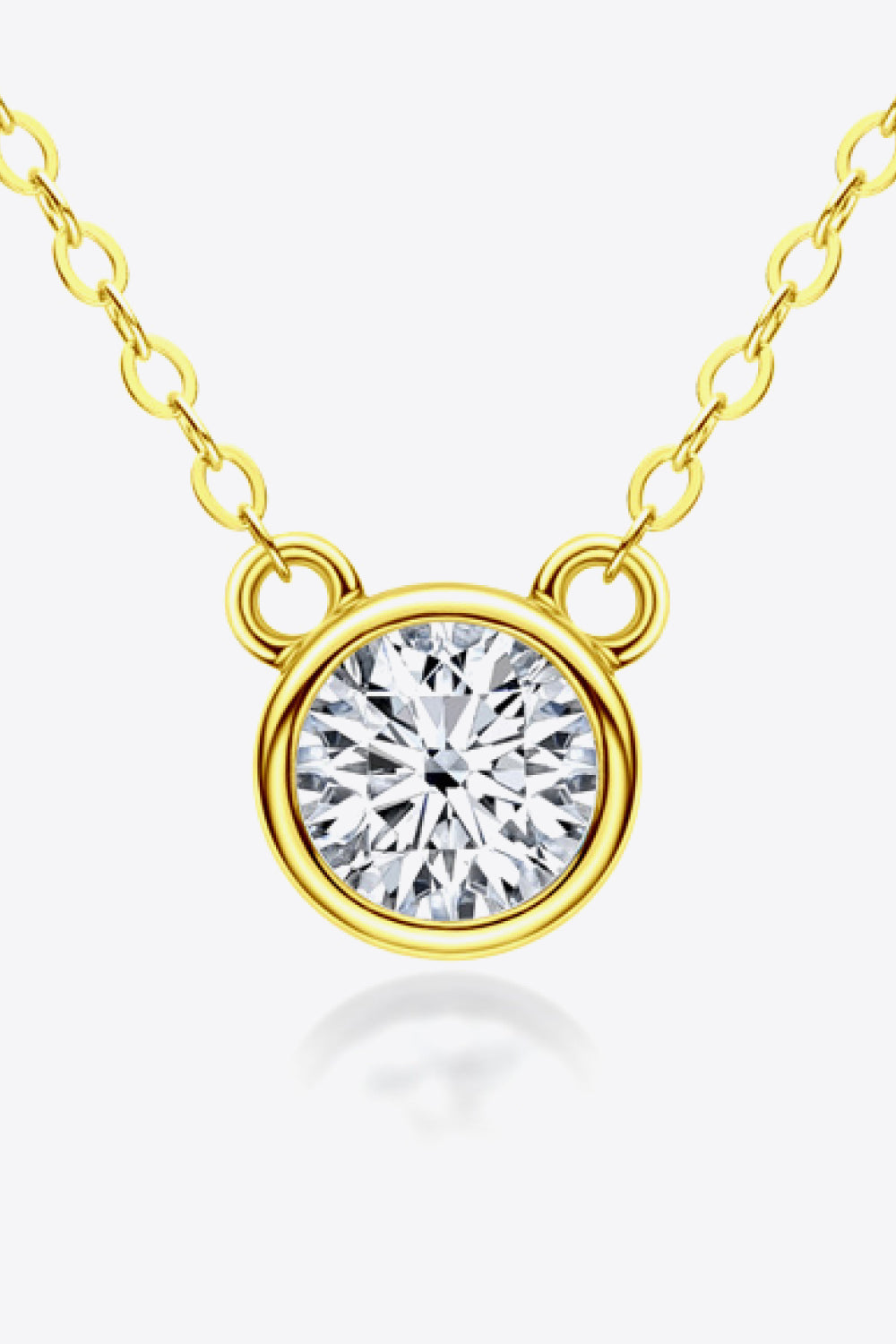 925 Sterling Silver 1 Carat Moissanite Round Pendant Necklace - Necklaces - FITGGINS