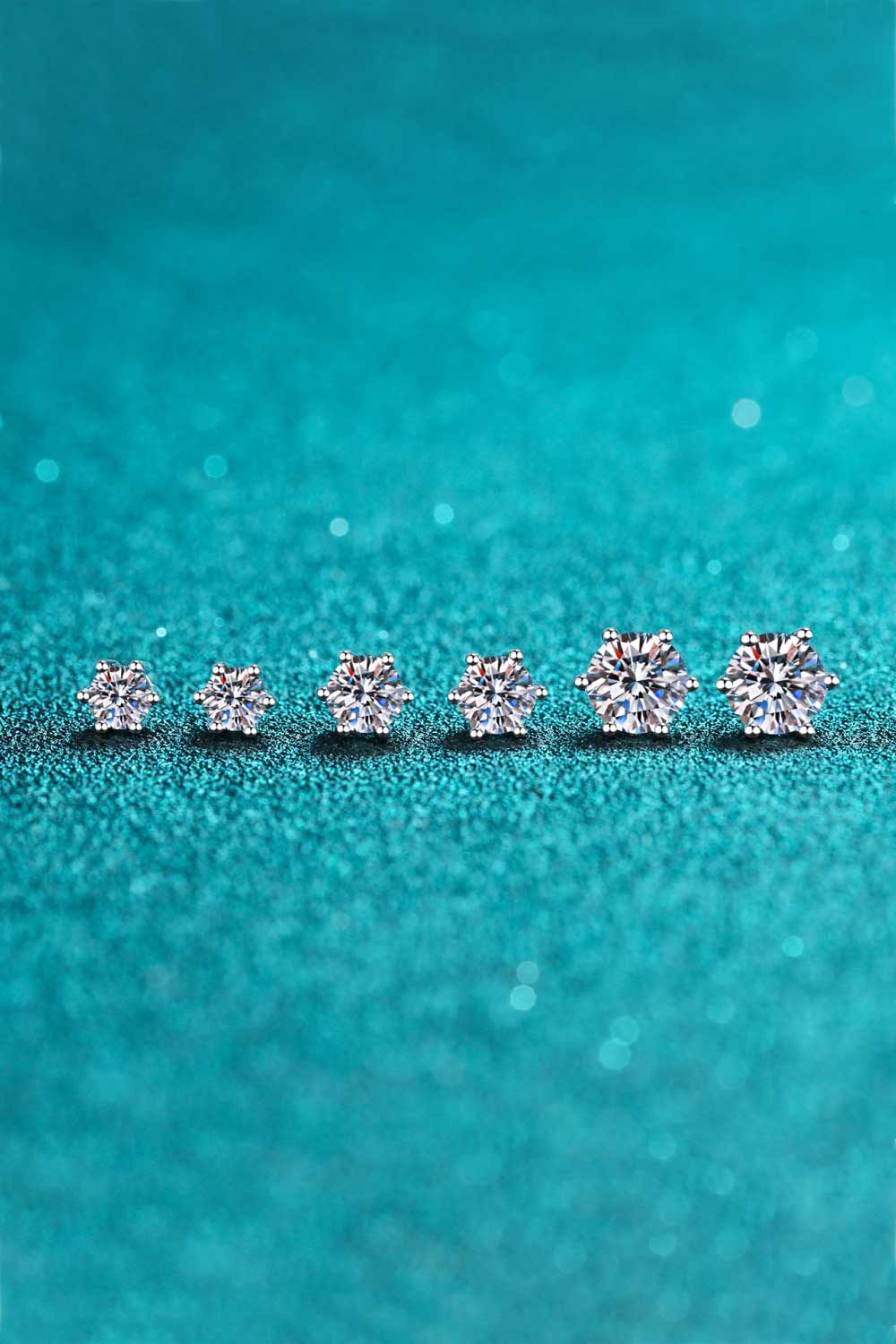 925 Sterling Silver 6-Prong 2 Carat Moissanite Stud Earrings - Earrings - FITGGINS