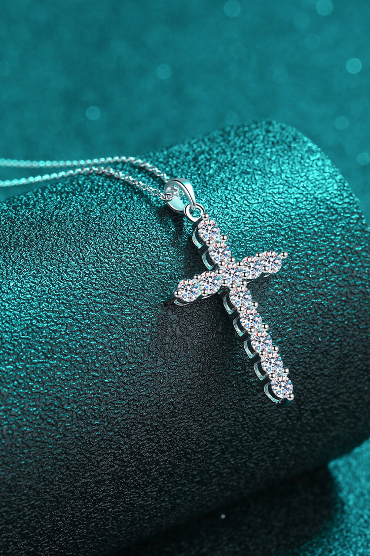 925 Sterling Silver Cross Moissanite Necklace - Necklaces - FITGGINS