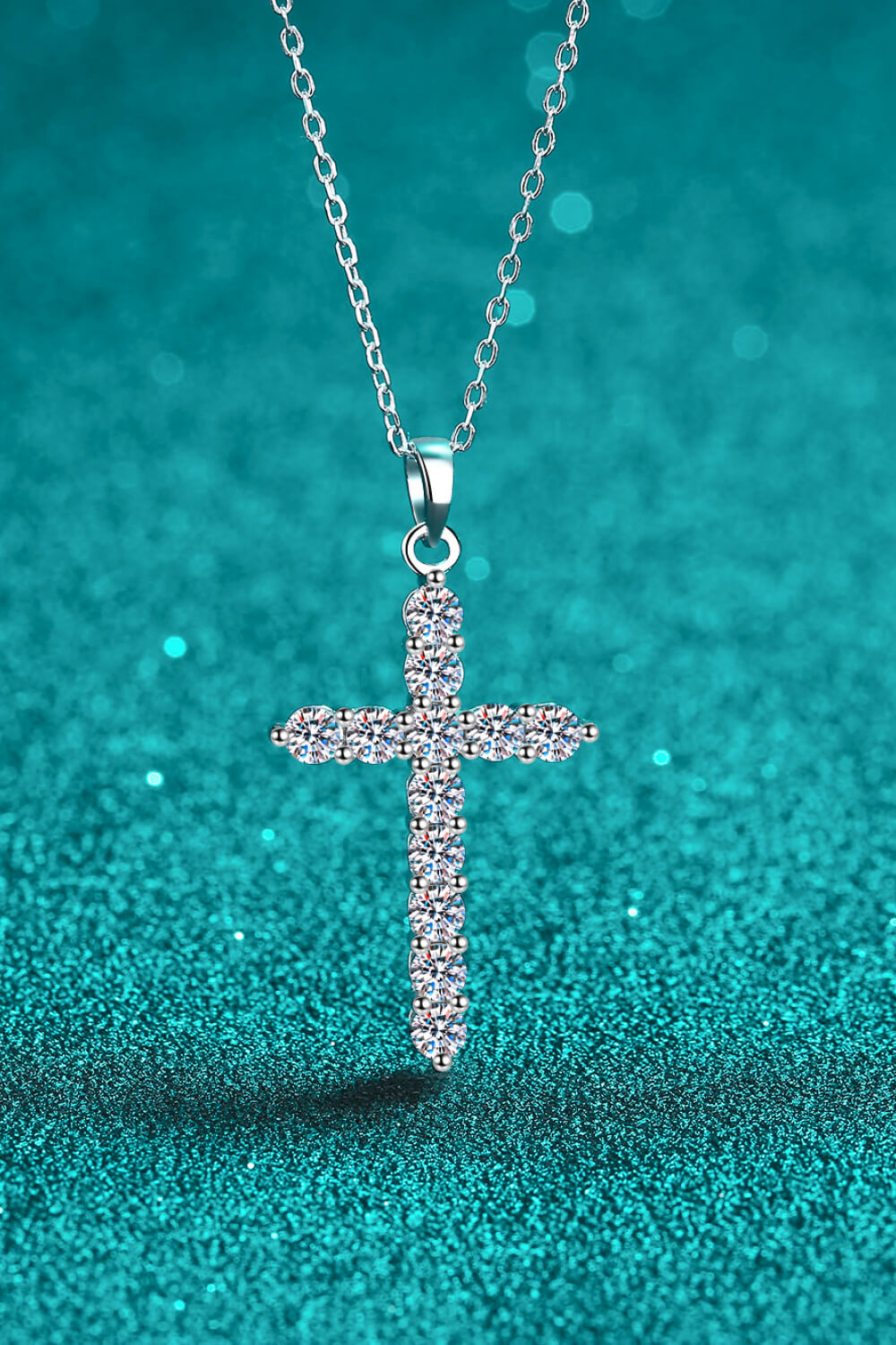 925 Sterling Silver Cross Moissanite Necklace - Necklaces - FITGGINS