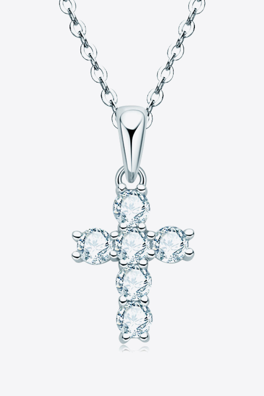 925 Sterling Silver Cross Moissanite Pendant Necklace - Necklaces - FITGGINS