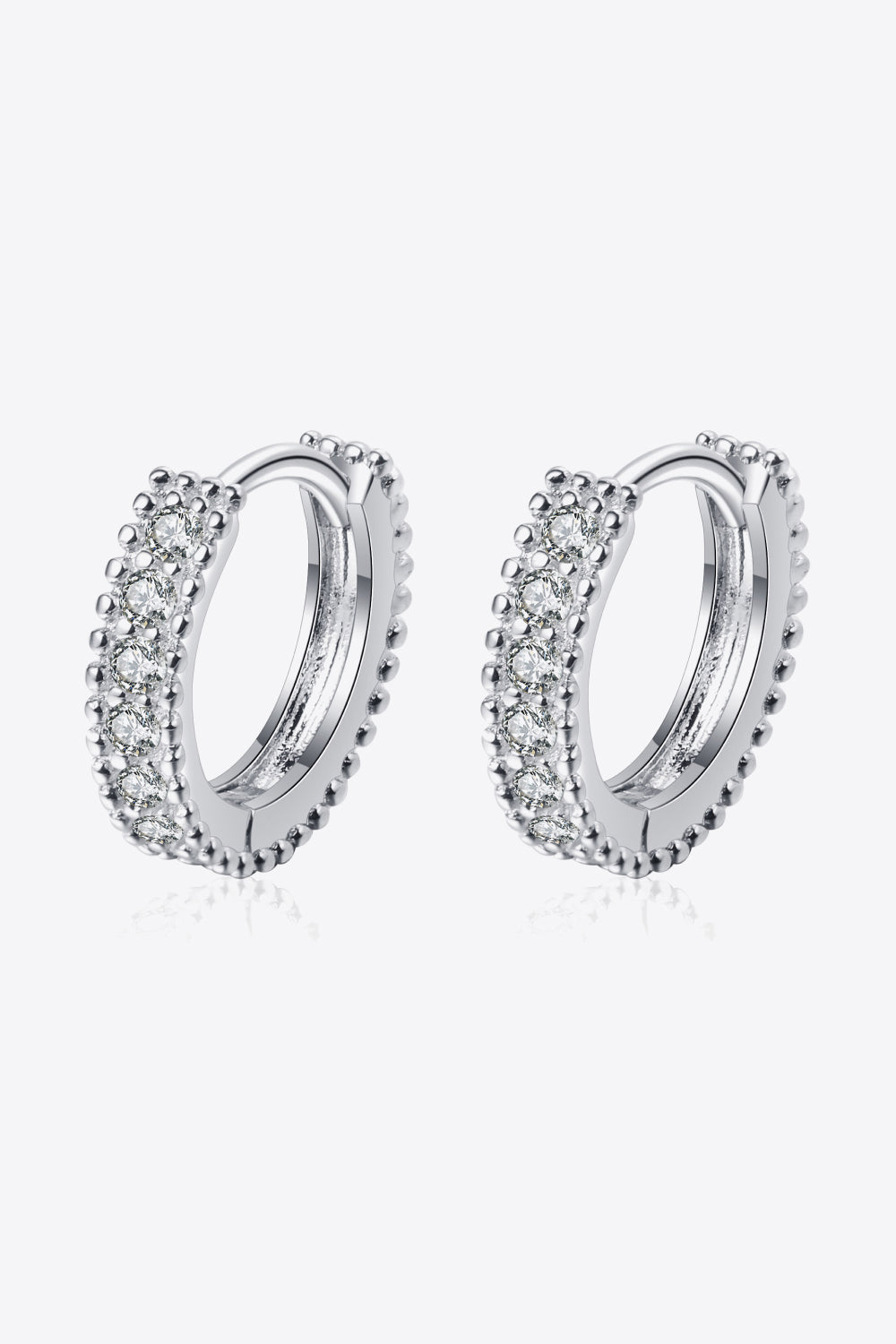 925 Sterling Silver Inlaid Moissanite Huggie Earrings - Earrings - FITGGINS