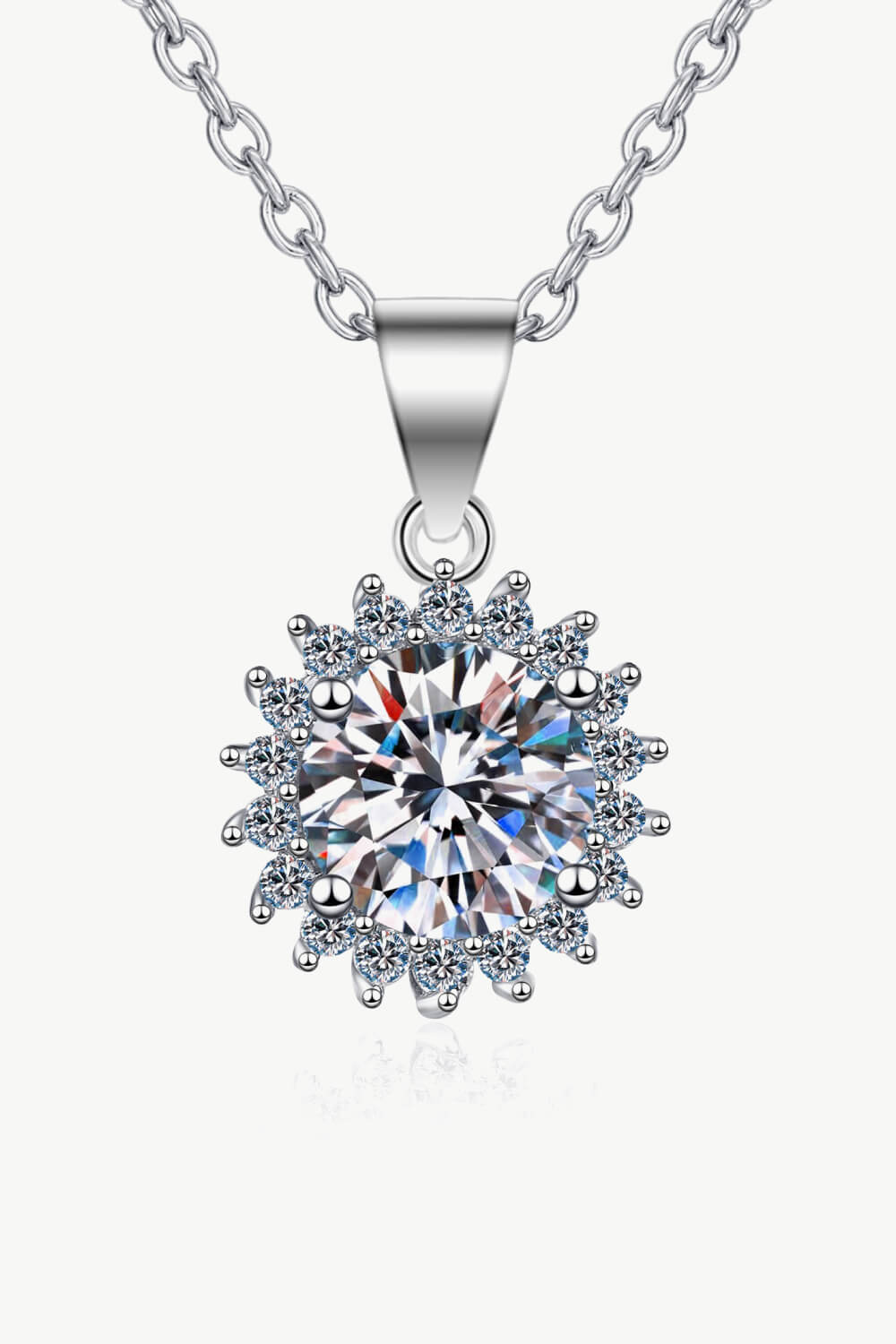 925 Sterling Silver Moissanite Pendant Necklace - Necklaces - FITGGINS