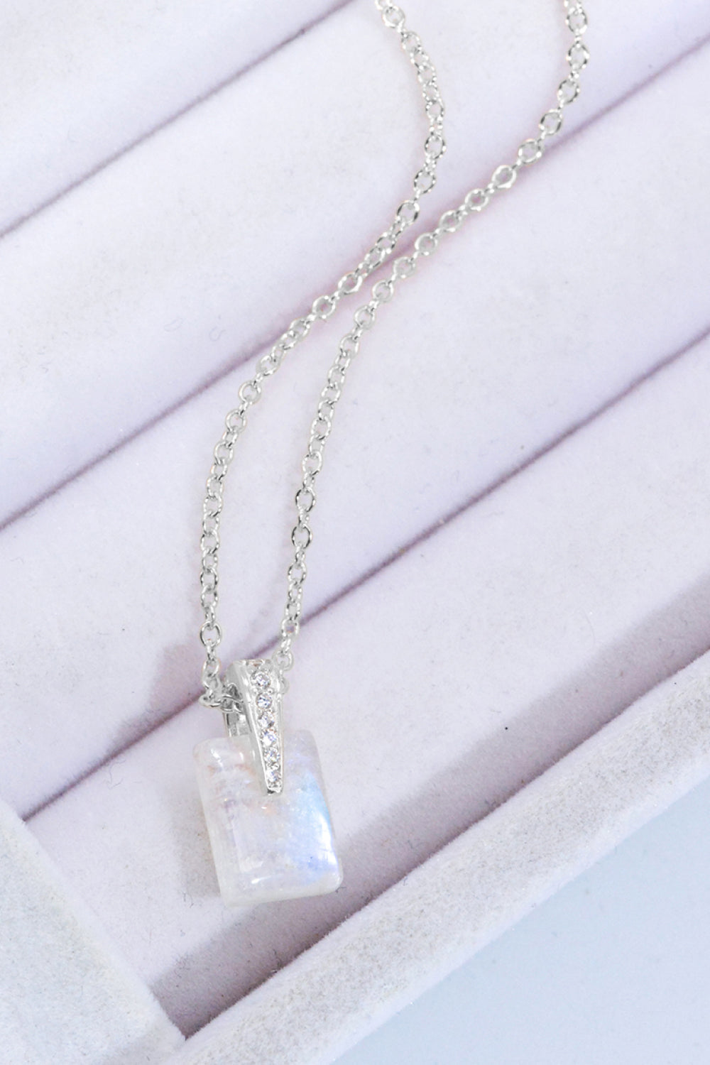 925 Sterling Silver Natural Moonstone Pendant Necklace - Necklaces - FITGGINS