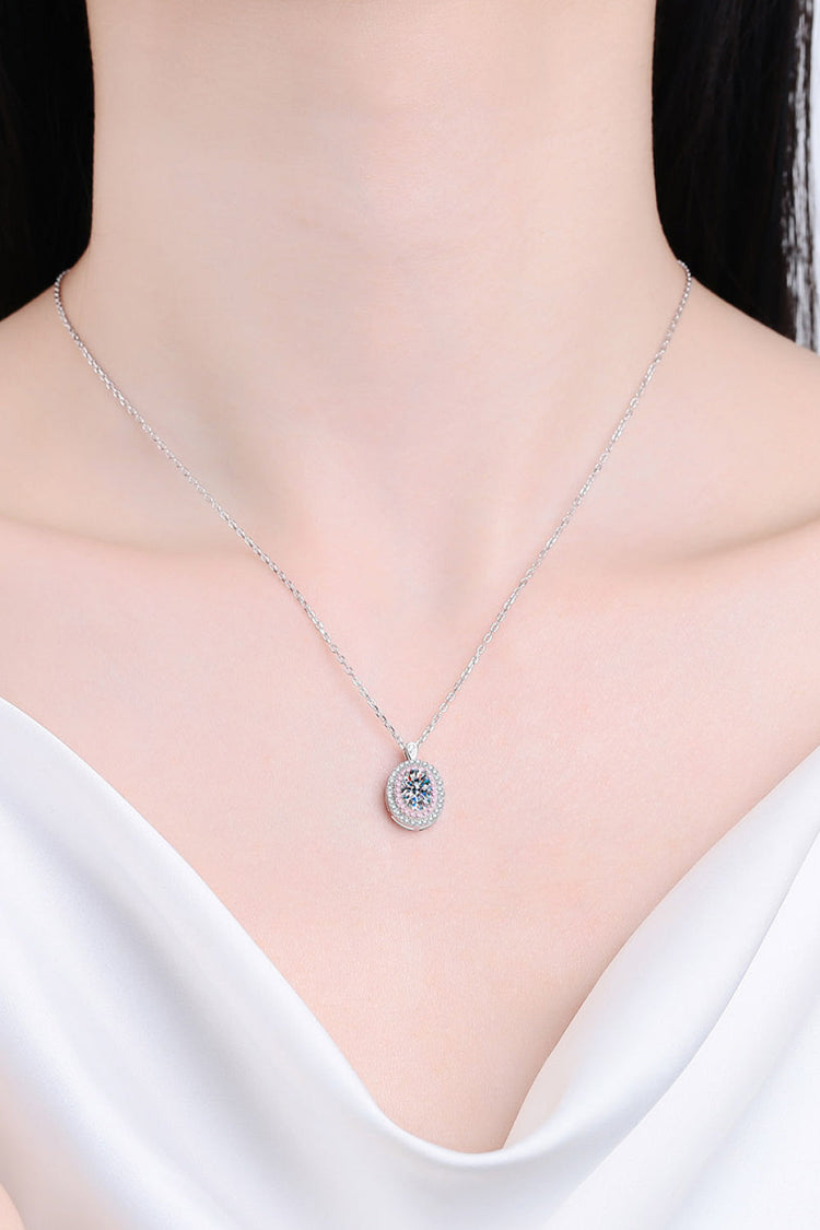 925 Sterling Silver Rhodium-Plated 1 Carat Moissanite Pendant Necklace - Necklaces - FITGGINS