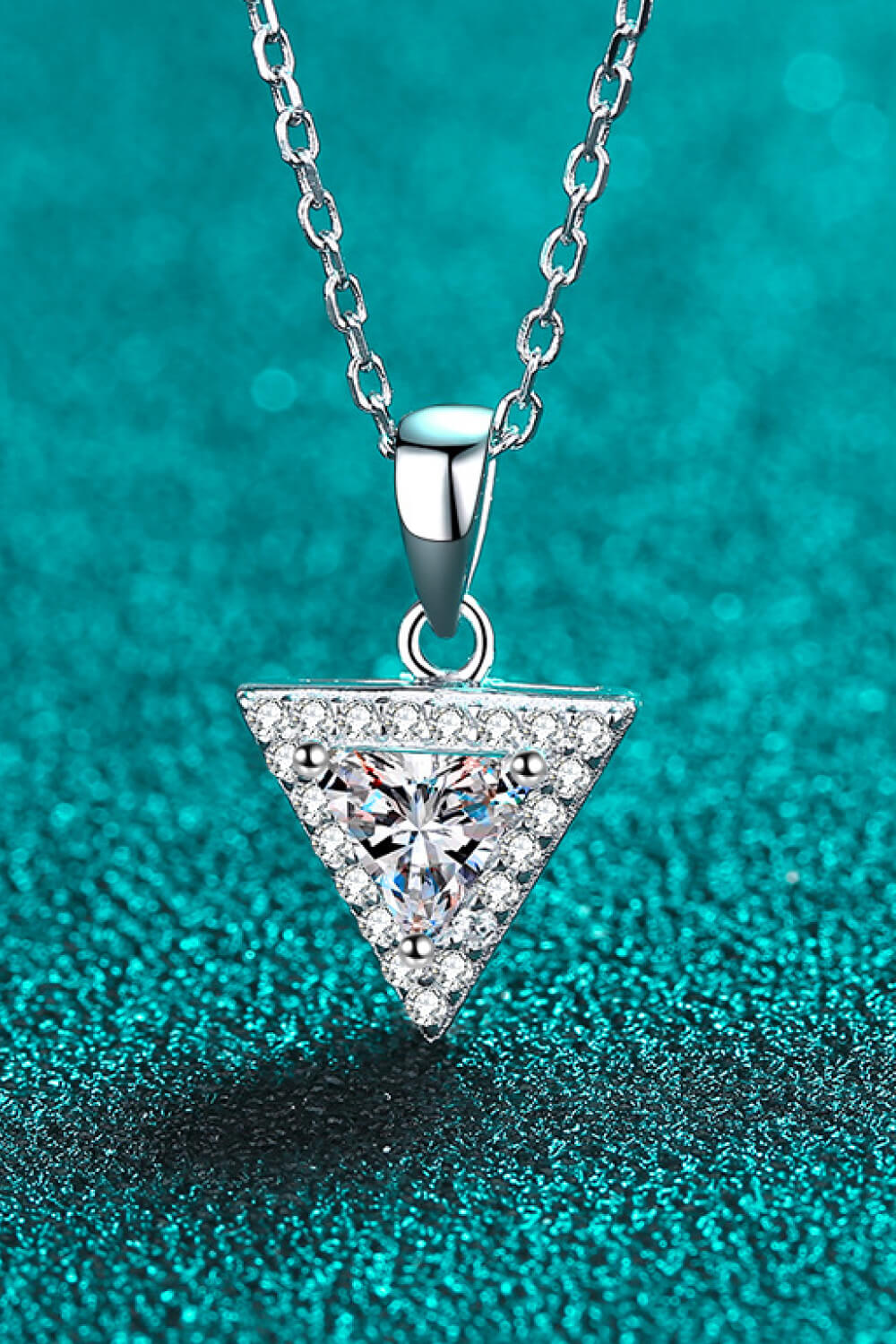925 Sterling Silver Triangle Moissanite Pendant Necklace - Necklaces - FITGGINS