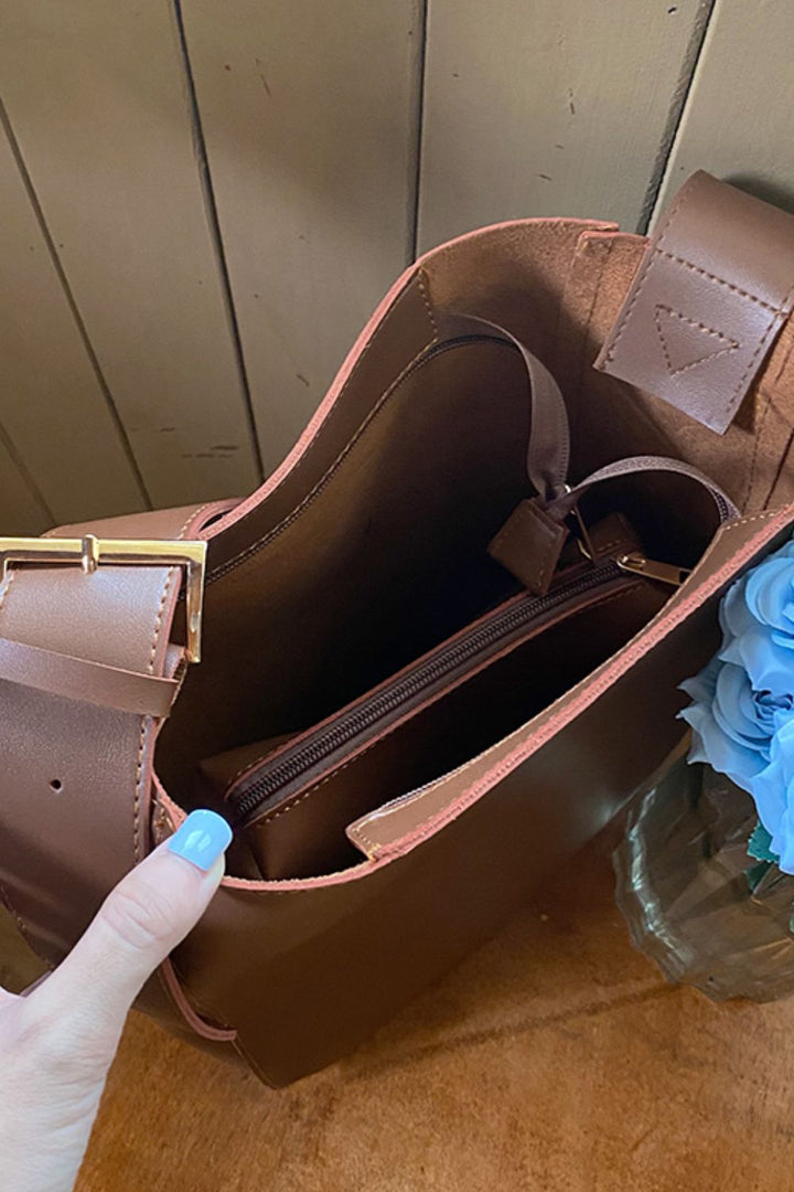 Adored 2-Piece PU Leather Tote Bag Set - Handbag - FITGGINS