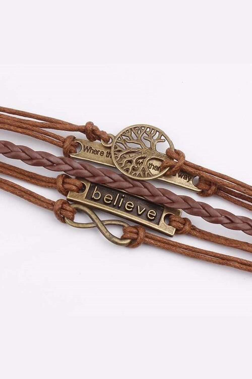 Alloy PU Leather Rope Bracelet - Bracelets - FITGGINS