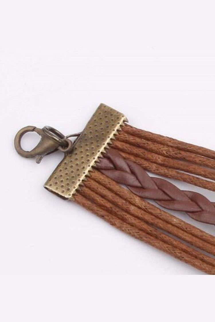 Alloy PU Leather Rope Bracelet - Bracelets - FITGGINS
