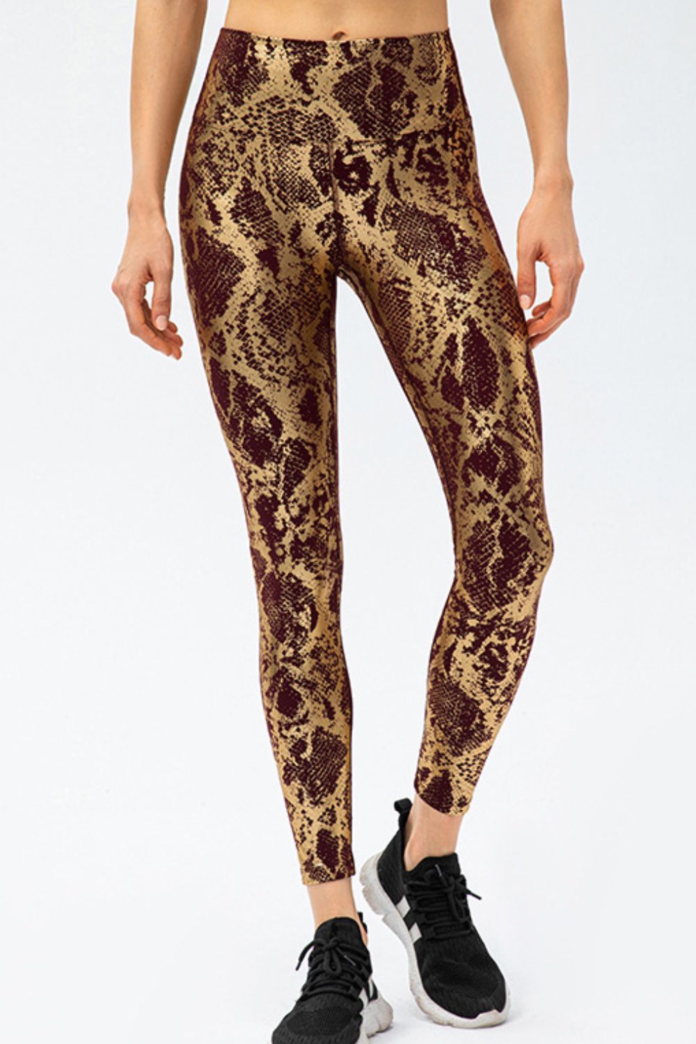 Animal Print Slim Fit Wide Waistband Long Sports Pants - Leggings - FITGGINS