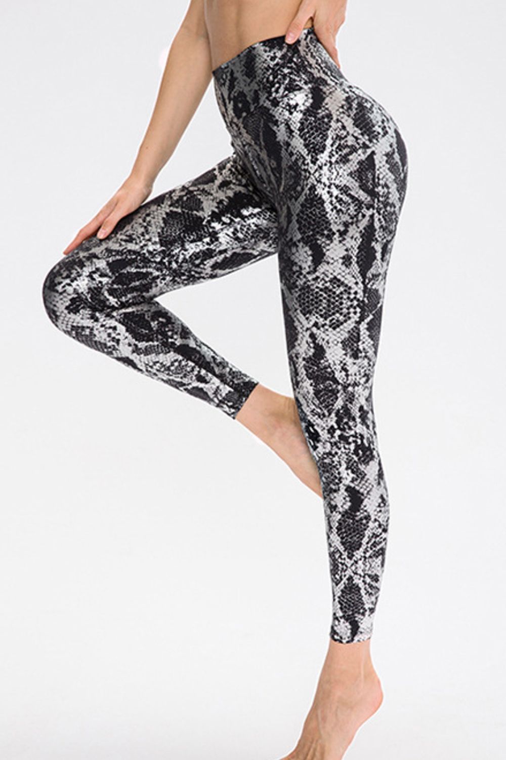 Animal Print Slim Fit Wide Waistband Long Sports Pants - Leggings - FITGGINS