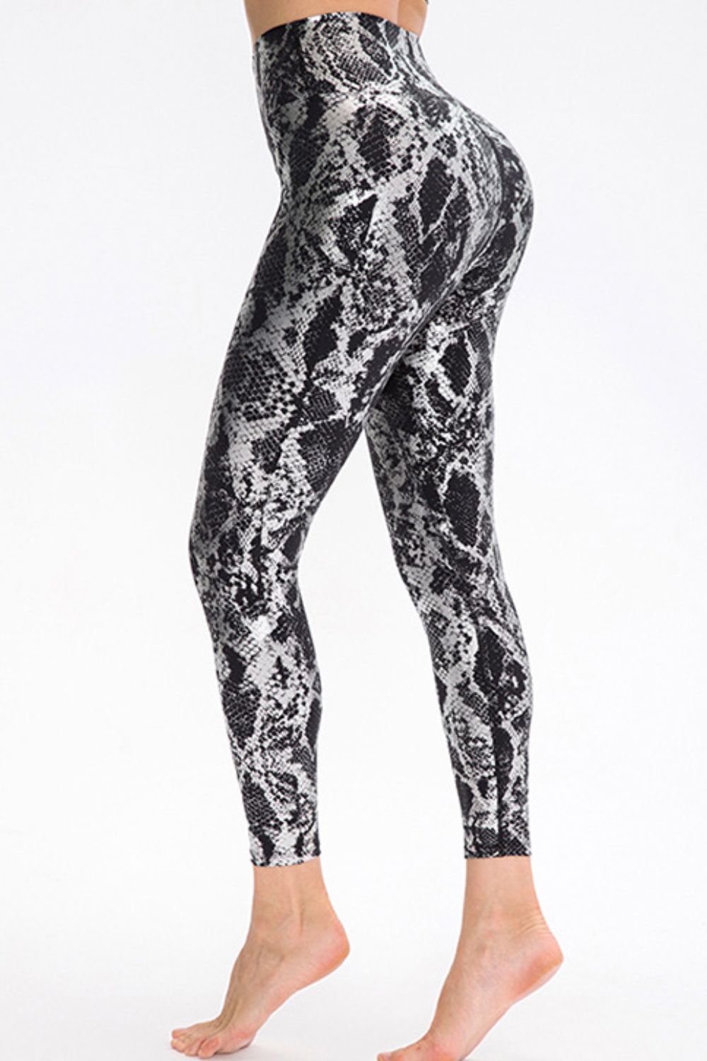 Animal Print Slim Fit Wide Waistband Long Sports Pants - Leggings - FITGGINS