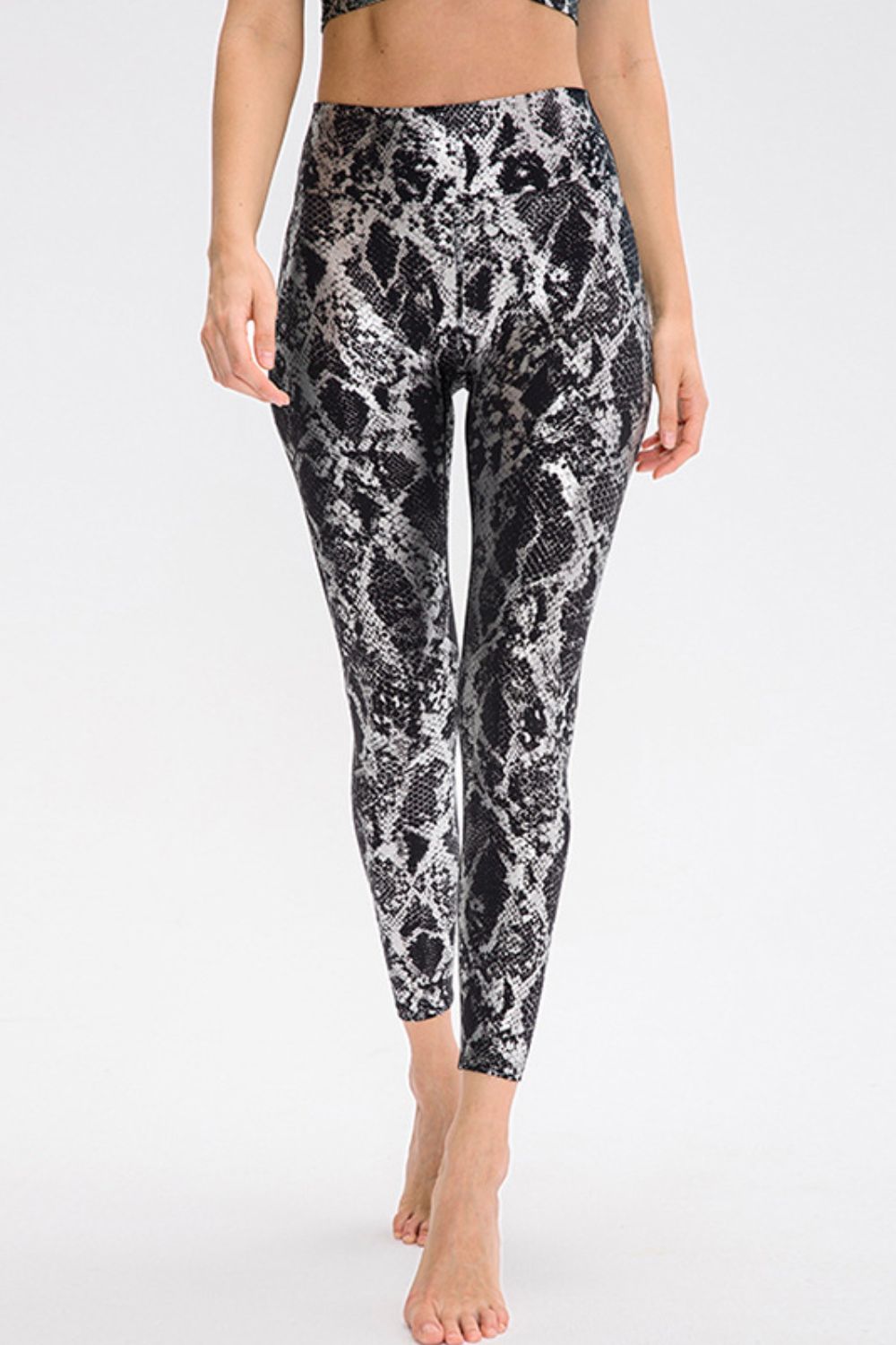 Animal Print Slim Fit Wide Waistband Long Sports Pants - Leggings - FITGGINS