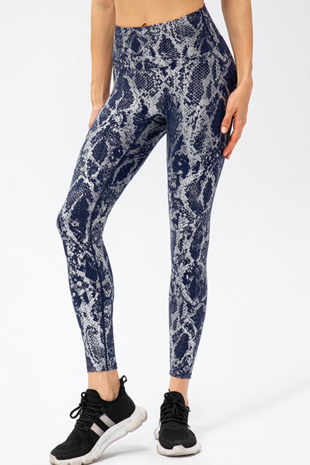 Animal Print Slim Fit Wide Waistband Long Sports Pants - Leggings - FITGGINS