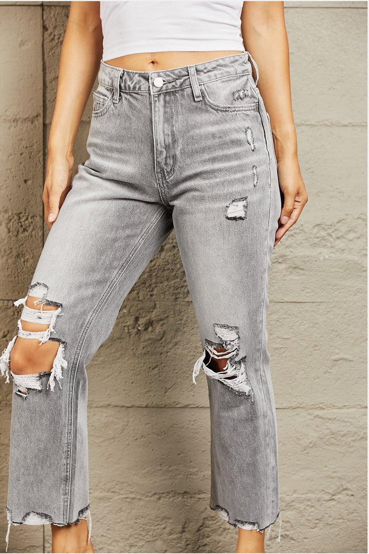 BAYEAS High Waisted Cropped Straight Jeans - Jeans - FITGGINS