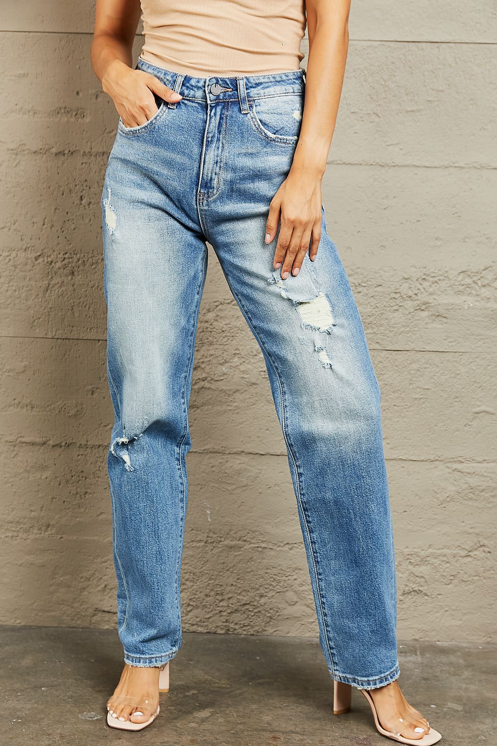 BAYEAS High Waisted Straight Jeans - Jeans - FITGGINS