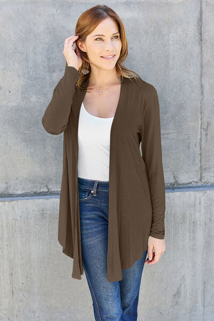 Basic Bae Full Size Open Front Long Sleeve Cardigan - Cardigans - FITGGINS