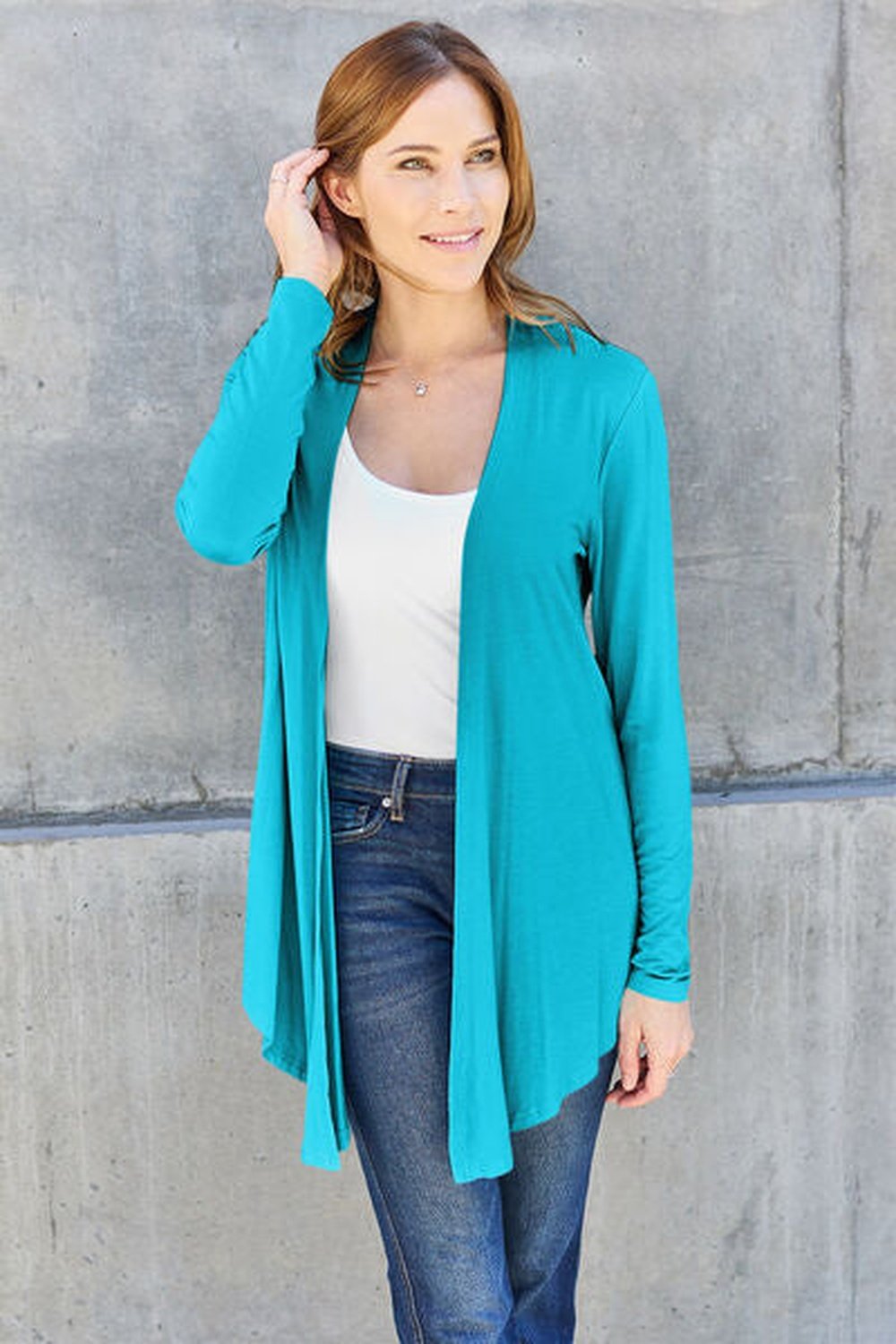 Basic Bae Full Size Open Front Long Sleeve Cardigan - Cardigans - FITGGINS