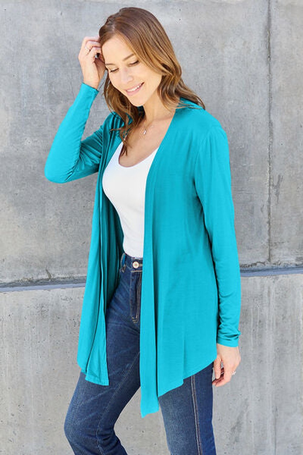 Basic Bae Full Size Open Front Long Sleeve Cardigan - Cardigans - FITGGINS