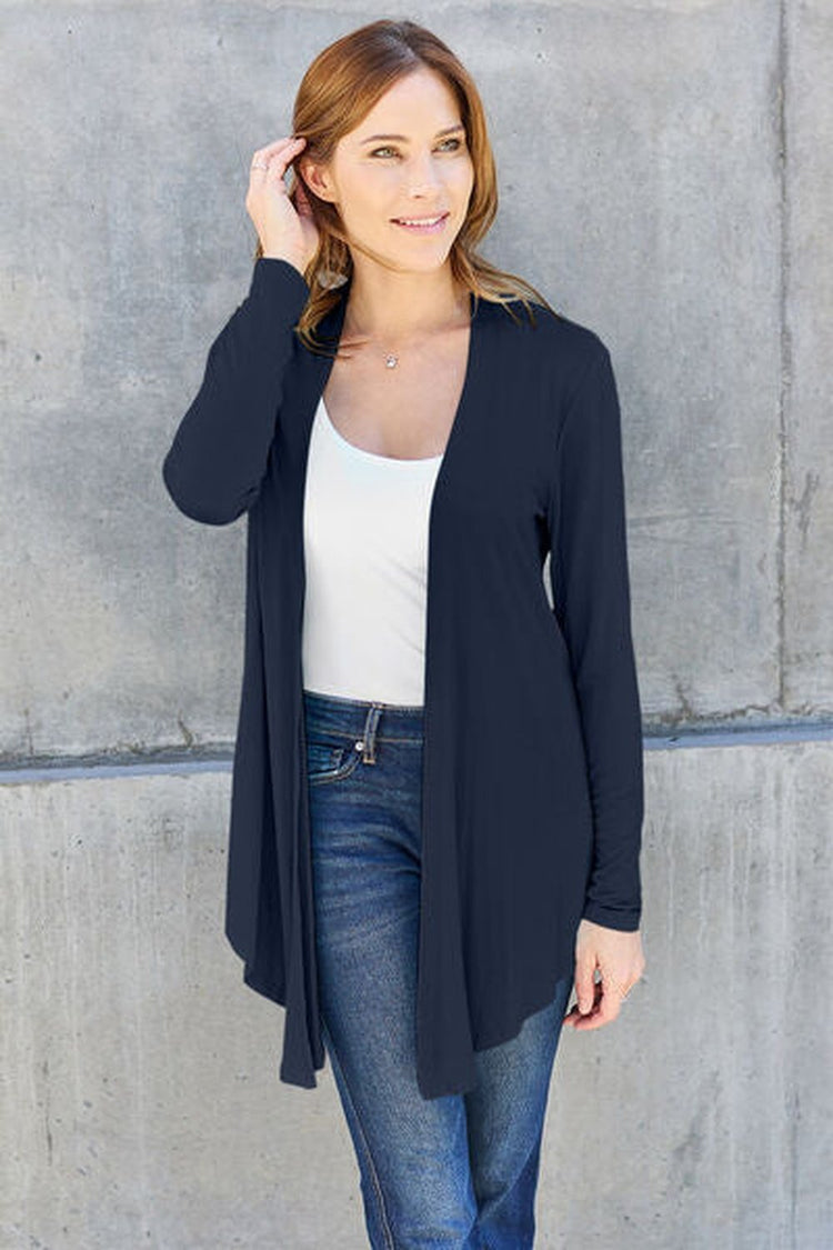 Basic Bae Full Size Open Front Long Sleeve Cardigan - Cardigans - FITGGINS