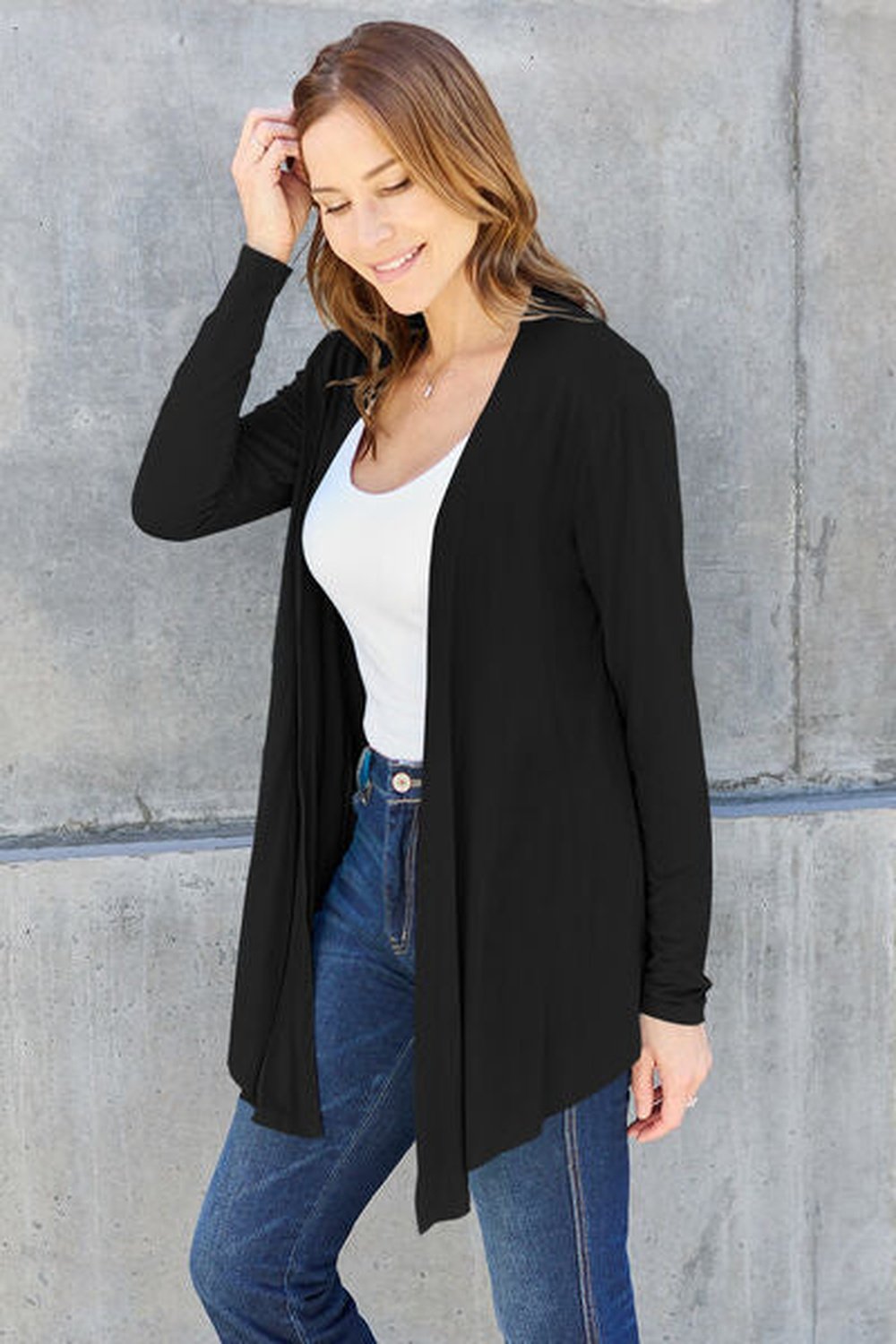 Basic Bae Full Size Open Front Long Sleeve Cardigan - Cardigans - FITGGINS