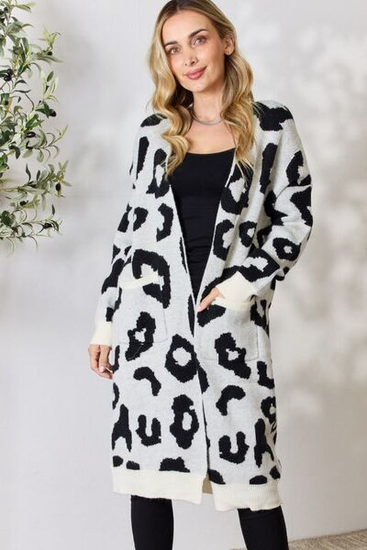 BiBi Leopard Open Front Cardigan - Cardigans - FITGGINS