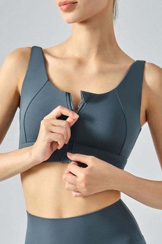 Breathable Zip-Up Sports Bra - Sports Bras - FITGGINS