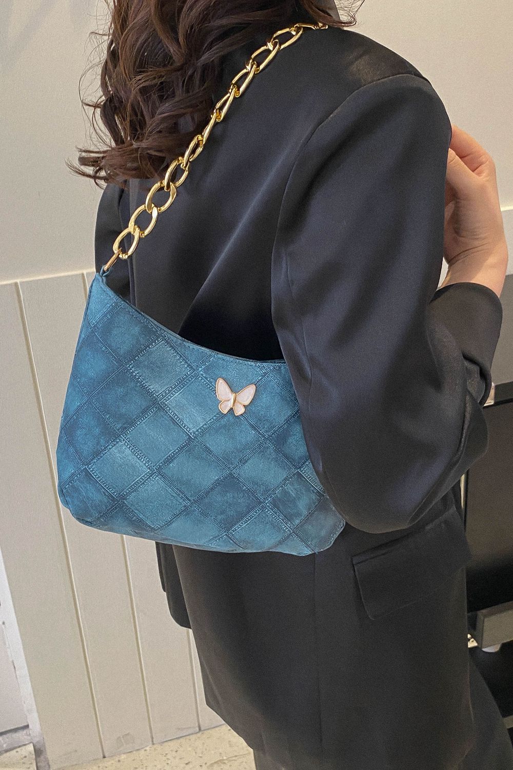Butterfly Decor PU Leather Shoulder Bag - Handbag - FITGGINS