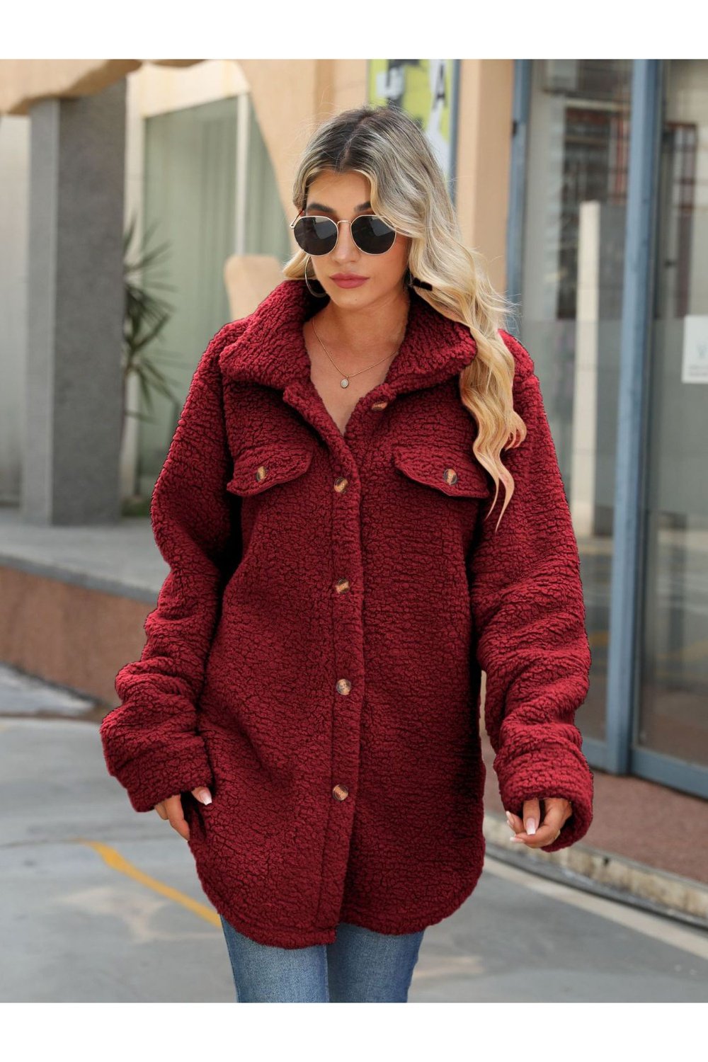 Button Down Collared Coat - Jackets - FITGGINS