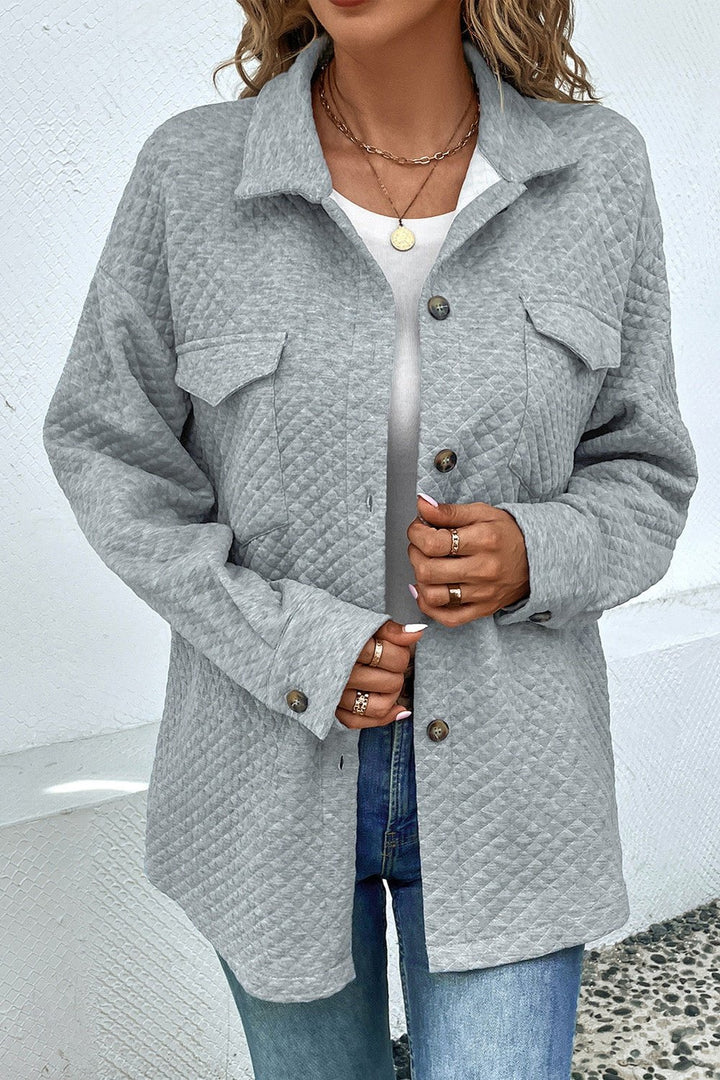 Button Down Collared Jacket - Jackets - FITGGINS