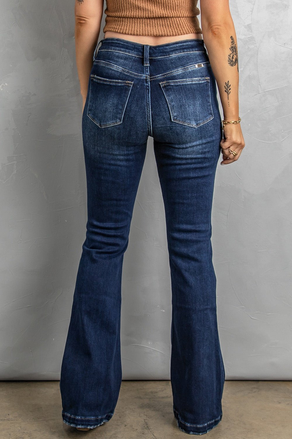 Button Fly Distressed Bootcut Jeans - Jeans - FITGGINS